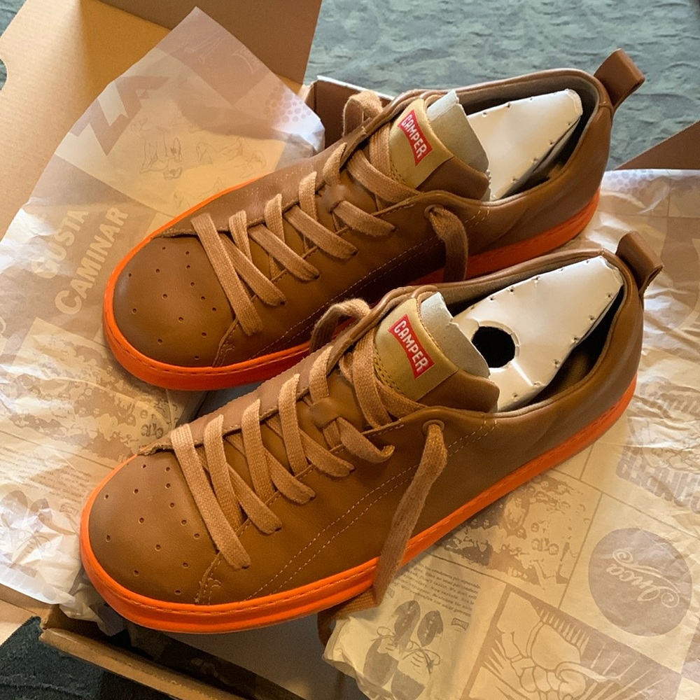 Camper Runners brown with orange sole size 9 mens